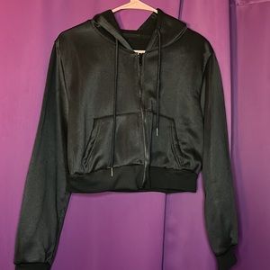 black crop top sweater, Large